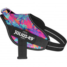 Julius-K9 Power & More Harness Vibe - postroj pre psa s adaptívnym vodítkom, vzor palmy - S
