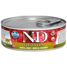 Farmina ND Quinoa Skin & Coat Cat Duck 80g - kompletné, bezobilné krmivo pre dospelé mačky s kožnými problémami, s kačicou, quinoou a