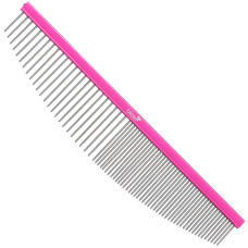 Blovi Ultralight Crescent Comb 16cm - veľmi ľahký, polkruhový kovový hrebeň pre psov, zmiešaný rozstup hrotov (50/50)