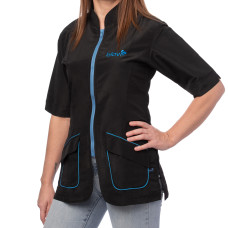 Blúzka Blovi Athena modrá - Dámska blúzka s krátkym rukávom, čierna s modrými detailmi - XL