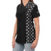 Blovi blúzka s bielym pudlom - Dámska blúzka s krátkym rukávom na úpravu srsti, čierna so vzorom v tvare krabičky - 3XL