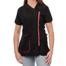 Blúzka Blovi Freya ružová - Dámska blúzka s krátkym rukávom, čierna s ružovými detailmi - 4XL Blúzka Blovi Freya ružová - Dámska blúzka s krátkym rukávom, čierna s ružovými detailmi - 4XL