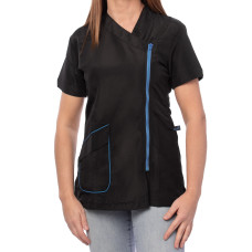 Blúzka Blovi Freya modrá - Dámska blúzka s krátkym rukávom, čierna s modrými detailmi - 3XL