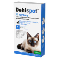 Dehispot 60mg/15mg - kvapky pre mačky proti vnútorným parazitom, pre mačky s hmotnosťou 2,5-5 kg