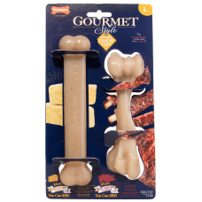 Nylabone Gourmet Strong Chew Toy Bundle Cheddar & Pork Back Ribs L - sada žuvacích hračiek pre veľké psy, príchuť syra a rebierok, 2 ks. Nylabone Gourmet Strong Chew Toy Bundle Cheddar & Pork Back Ribs L - sada žuvacích hračiek pre veľké psy, príchuť syra a rebierok, 2 ks.