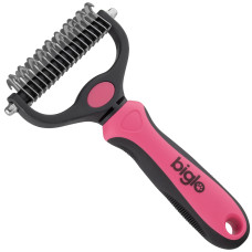 Biglo Large Undercoat Rake Pink - Obojstranný zastrihávač háčikov pre psov a mačky, ružový Biglo Large Undercoat Rake Pink - Obojstranný zastrihávač háčikov pre psov a mačky, ružový