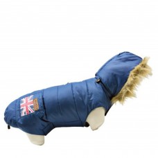 Doogy Union Jack - športová bunda s kapucňou, modrá - Dĺžka: 44 cm