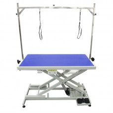 Blovi Callisto Pro - stôl s výťahom a elektrickou zásuvkou a policou na príslušenstvo, stolová doska 125cm x 65cm - Farba: Modrá
