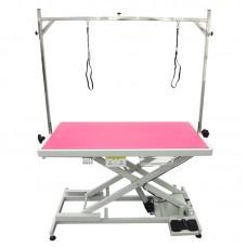Blovi Callisto Pro - stolík s výťahom a elektrickou zásuvkou a policou na príslušenstvo, stolová doska 125cm x 65cm - Farba: ružová