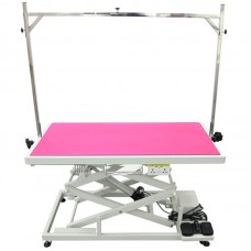 Blovi Upper Pro - stôl s výťahom a elektrickou zásuvkou a policou na príslušenstvo, stolová doska 125cm x 65cm - Farba: Ružová